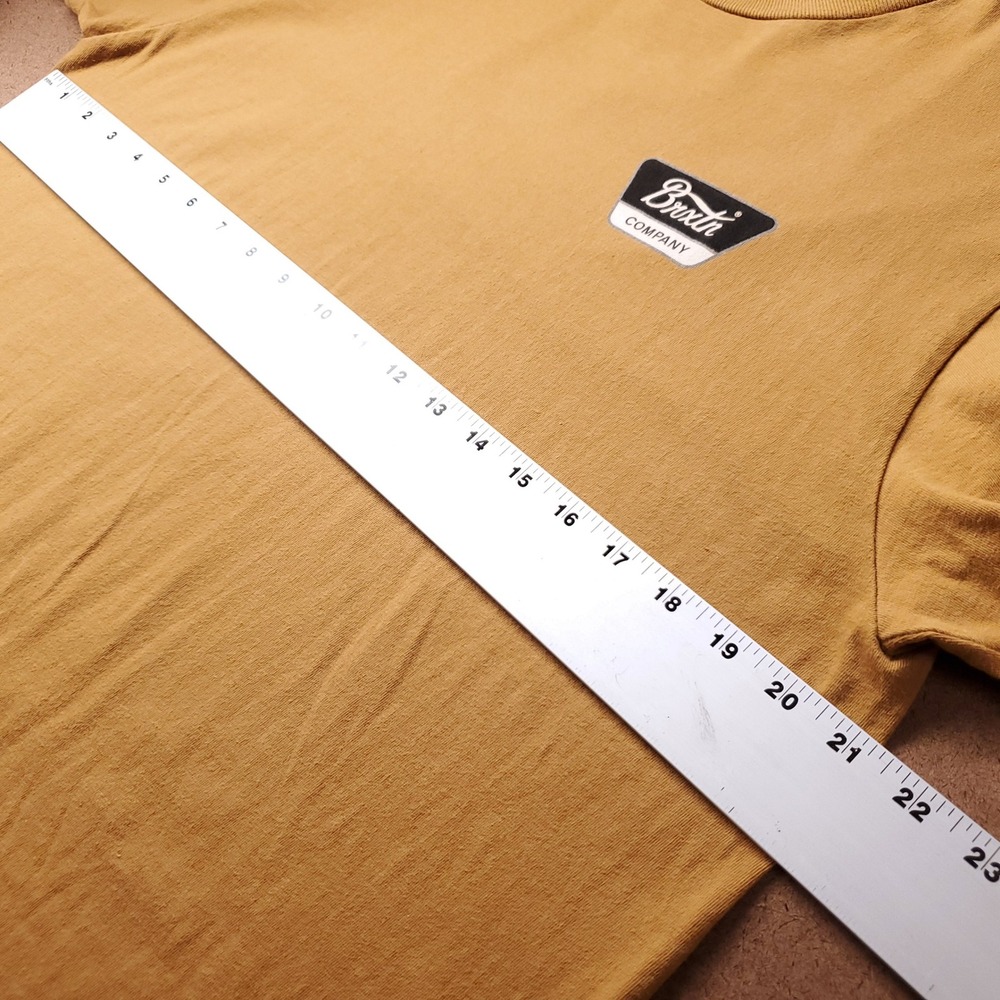Brixton Crest T Shirt Men L Mustard Yellow Skate Surf Streetwear Casual Indie - Picture 4 of 8